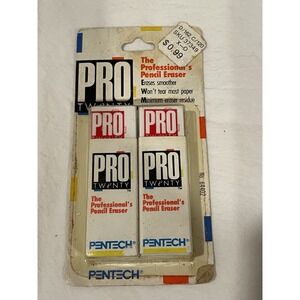 Vtg Pentech Pro Twenty Professional Pencil Eraser 2 ct 1987 Korea New‎ Old Stock